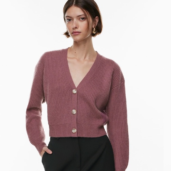 Babaton Sweaters - Aritzia Babaton Luxe Cashmere Canberra Button-Up Cardigan mauve size large